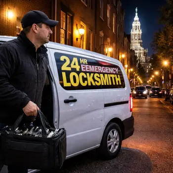 24 hour emergency locksmith arriving at Philadelphia location at night
