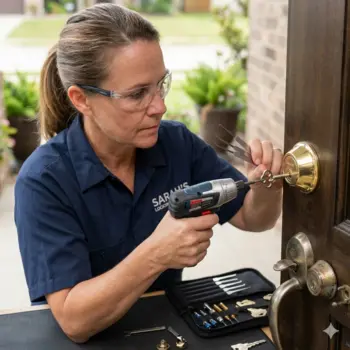 Locksmith servicing historic mortise lock on Germantown Philadelphia stone house 19144