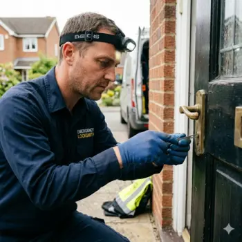 Locksmith working on Victorian rowhouse door lock in Powelton Village 19104